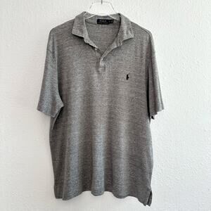 Polo Ralph Lauren Knit Polo Shirt Men XL Heather Gray Soft Cotton Preppy Classic